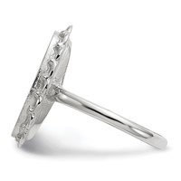 14K White Gold 10.5x 14.0mm Oval Open Back Scalloped Edge Signet Ring view 3
