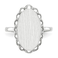 14K White Gold 10.5x 14.0mm Oval Open Back Scalloped Edge Signet Ring view 4