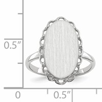 14K White Gold 10.5x 14.0mm Oval Open Back Scalloped Edge Signet Ring view 5
