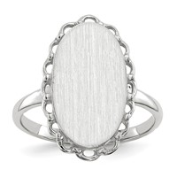 14K White Gold 10.5x 14.0mm Oval Open Back Scalloped Edge Signet Ring view 1