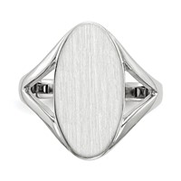 14K White Gold 9.0x 17.0mm Oval Closed Back Signet Ring view 4