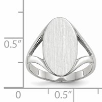 14K White Gold 9.0x 17.0mm Oval Closed Back Signet Ring view 5