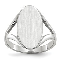14K White Gold 9.0x 17.0mm Oval Closed Back Signet Ring view 1