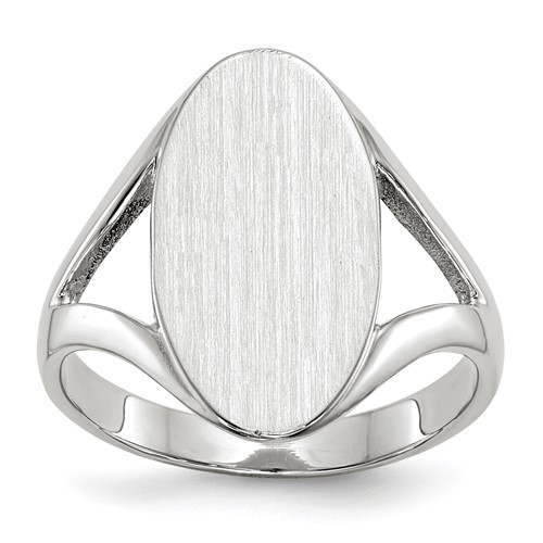 14K White Gold 9.0x 17.0mm Oval Closed Back Signet Ring