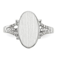 14K White Gold 8.5x13.5mm Oval Closed Back Signet Ring view 4