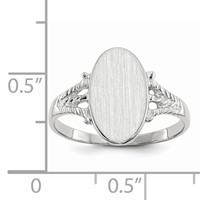 14K White Gold 8.5x13.5mm Oval Closed Back Signet Ring view 5