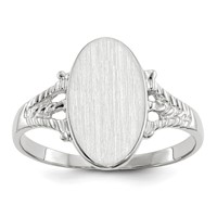 14K White Gold 8.5x13.5mm Oval Closed Back Signet Ring view 1