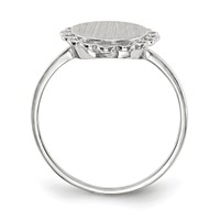 14K White Gold 9.0x11.5mm Oval Open Back Scalloped Edge Signet Ring view 2