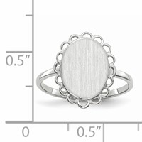 14K White Gold 9.0x11.5mm Oval Open Back Scalloped Edge Signet Ring view 5