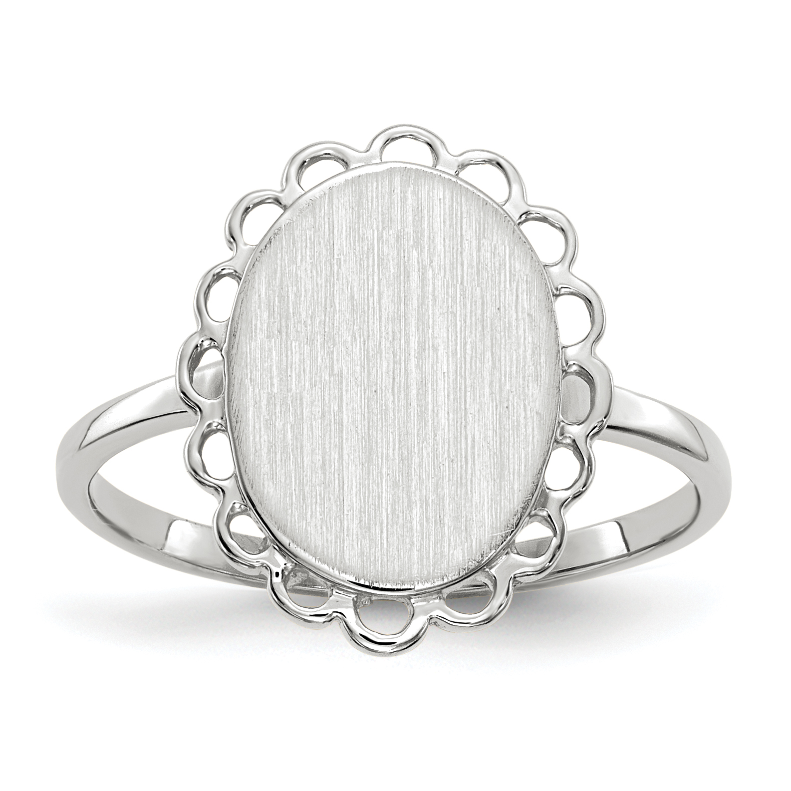 14k White Gold 9.0x11.5mm Open Back Signet Ring (RS566)