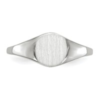 14K White Gold 6.5x 7.5mm Round Closed Back Signet Ring view 4