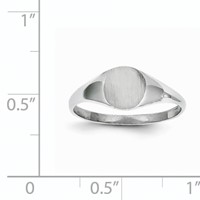 14K White Gold 6.5x 7.5mm Round Closed Back Signet Ring view 5