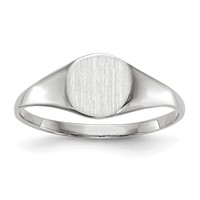 14K White Gold 6.5x 7.5mm Round Closed Back Signet Ring view 1
