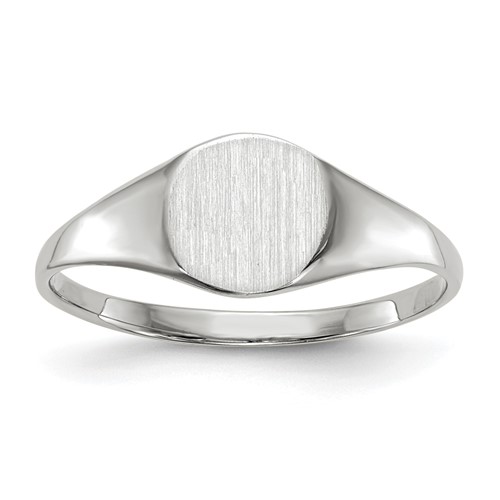 14K White Gold 6.5x 7.5mm Round Closed Back Signet Ring