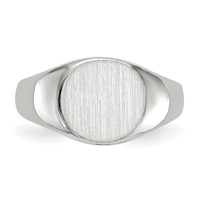 14K White Gold 8.5x 8.0mm Closed Back Oval Signet Ring view 4