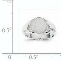 14K White Gold 8.5x 8.0mm Closed Back Oval Signet Ring view 5