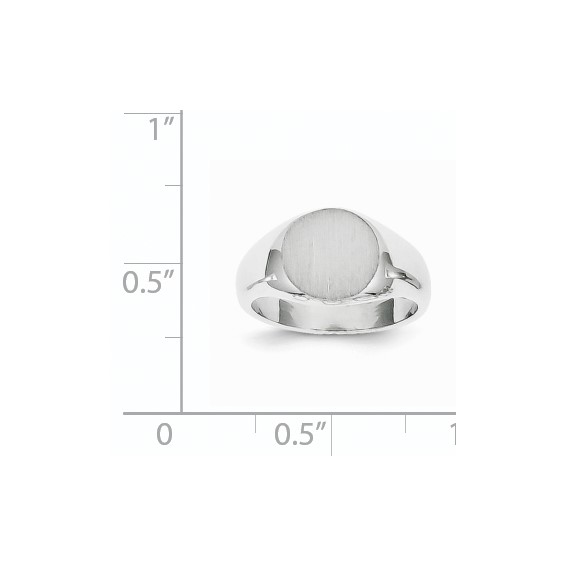 14k White Gold 8.5x8.0mm Closed Back Size 3 Childs Oval Signet Ring