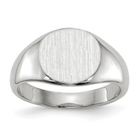 14K White Gold 8.5x 8.0mm Closed Back Oval Signet Ring view 1