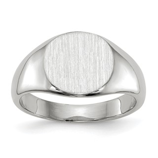 14k White Gold 8.5x8.0mm Closed Back Size 3 Childs Oval Signet Ring
