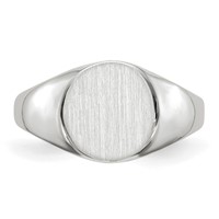 14K White Gold 9.0x 9.5mm Round Closed Back Signet Ring view 4