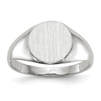14K White Gold 9.0x 9.5mm Round Closed Back Signet Ring view 1