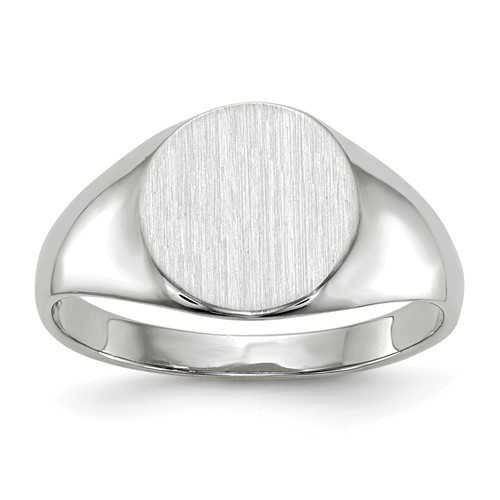14K White Gold 9.0x 9.5mm Round Closed Back Signet Ring