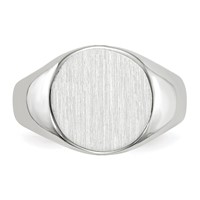 14K White Gold 10.0x11.0mm Round Closed Back Signet Ring view 4
