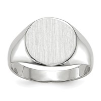 14K White Gold 10.0x11.0mm Round Closed Back Signet Ring view 1
