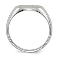 14K White Gold 13.5x 12.5mm Round Closed Back Mens Signet Ring view 2