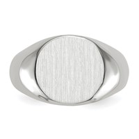 14K White Gold 13.5x 12.5mm Round Closed Back Mens Signet Ring view 4
