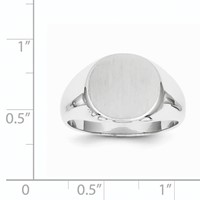 14K White Gold 13.5x 12.5mm Round Closed Back Mens Signet Ring view 5