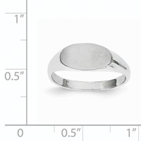14K White Gold 12.0x 6.5mm Oval Closed Back Signet Ring view 5