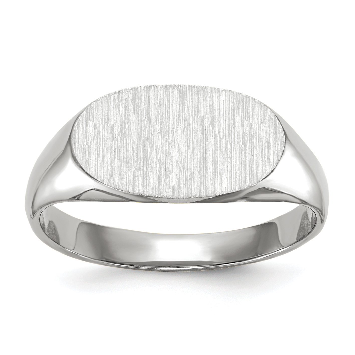 14k White Gold 12.0x6.5mm Closed Back Signet Ring (RS573)