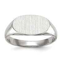 14K White Gold 12.0x 6.5mm Oval Closed Back Signet Ring view 1