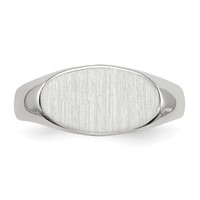 14K White Gold 13.5x 7.5mm Oval Closed Back Signet Ring view 4