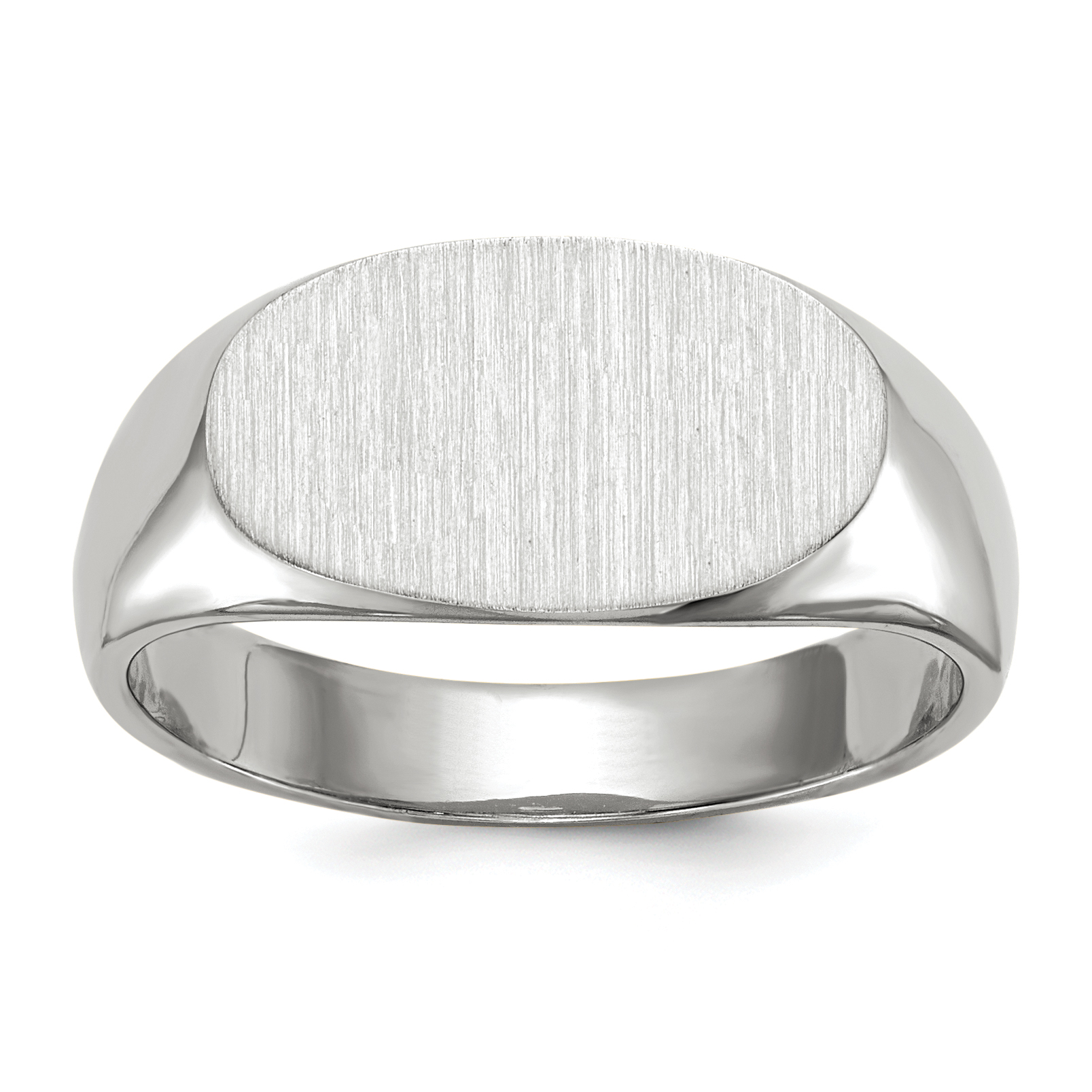 14k White Gold 13.5x7.5mm Closed Back Signet Ring (RS574)