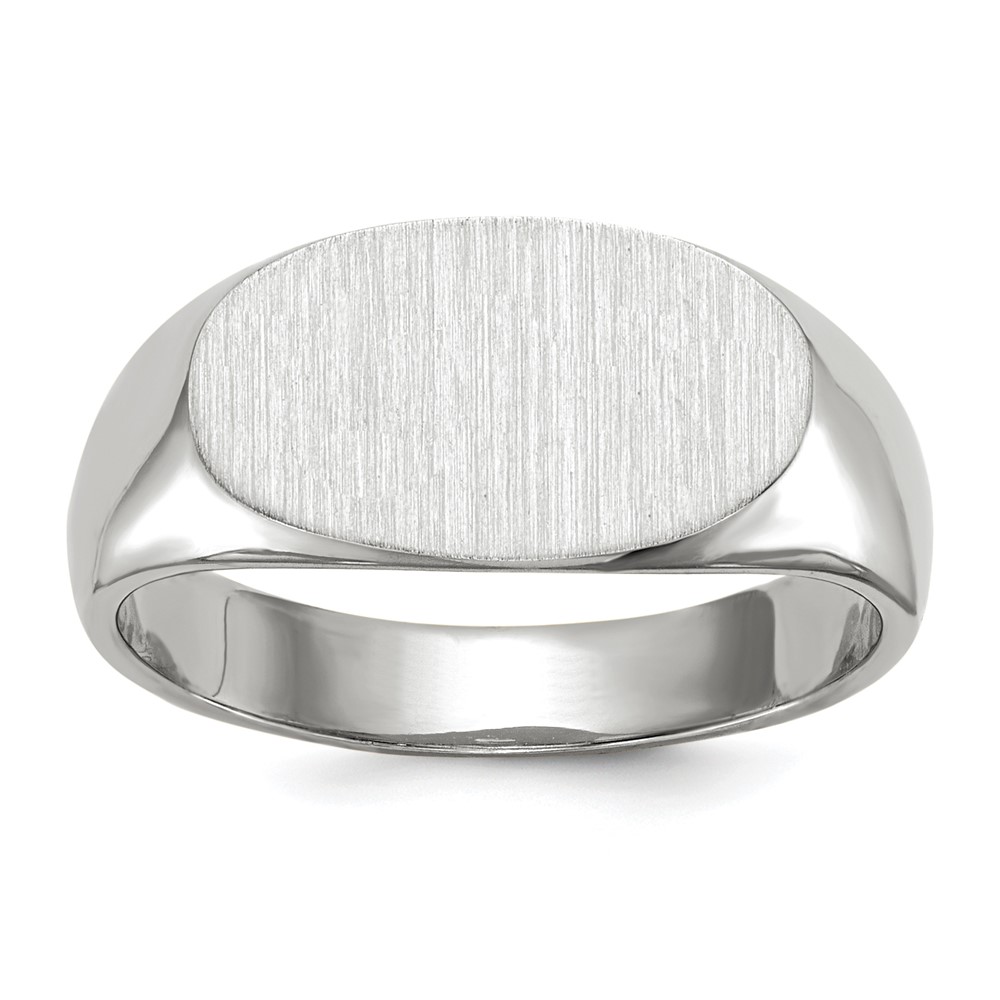 14k White Gold 13.5x7.5mm Closed Back Signet Ring (RS574)