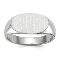 14K White Gold 13.5x 7.5mm Oval Closed Back Signet Ring view 1