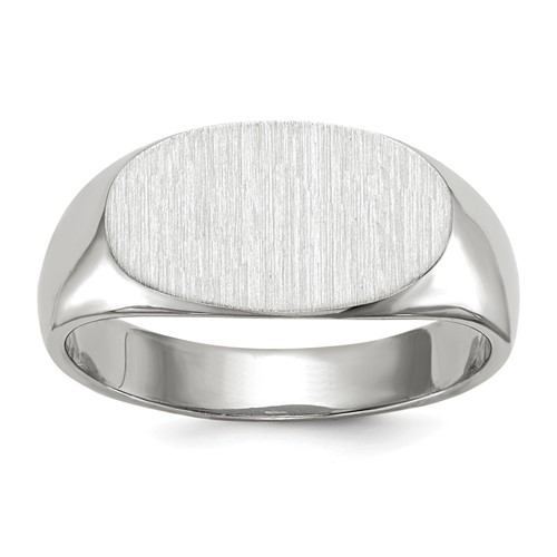 14K White Gold 13.5x 7.5mm Oval Closed Back Signet Ring