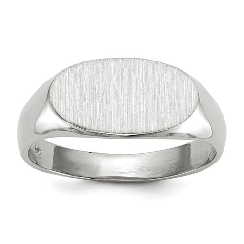 14K White Gold 13.5x 7.5mm Oval Open Back Signet Ring
