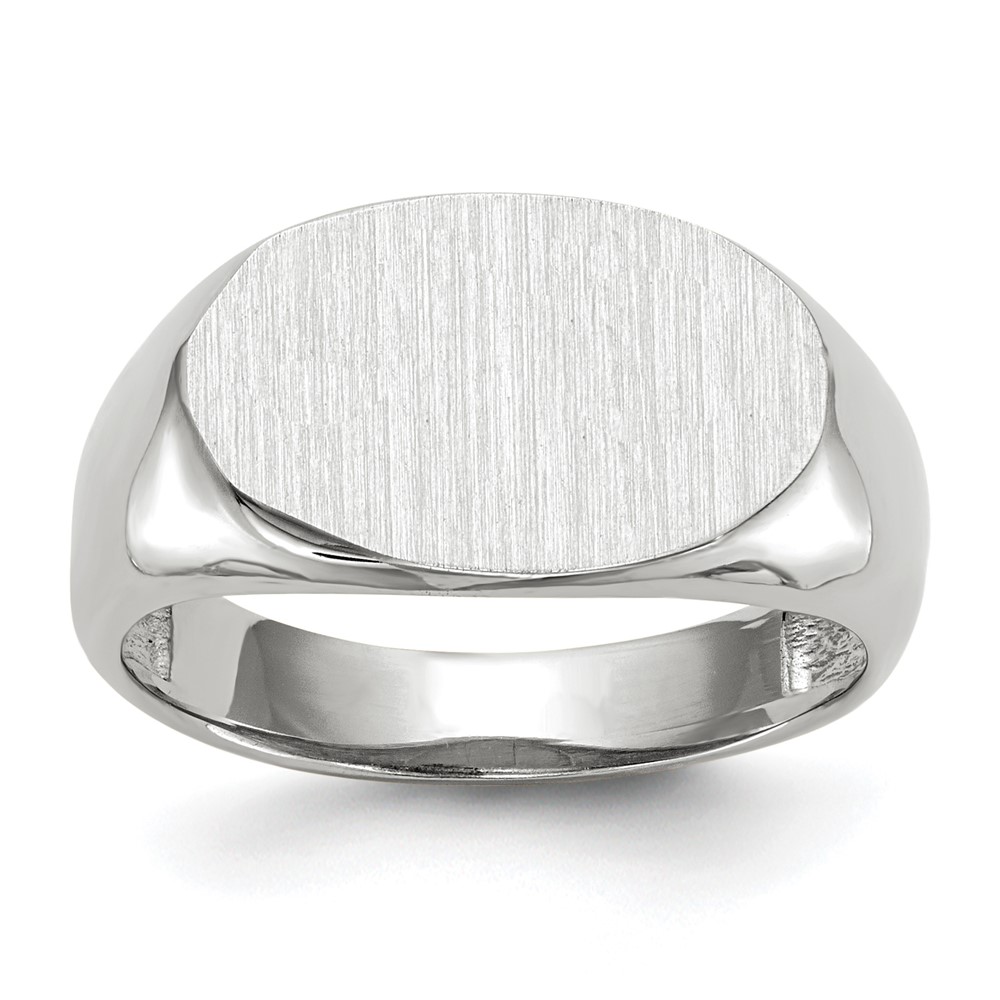 14K White Gold 15.0x 9.5mm Oval Open Back Signet Ring