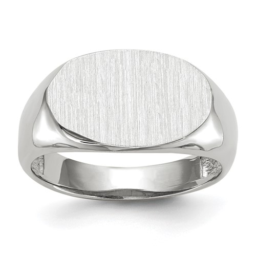 14K White Gold 15.0x 9.5mm Oval Open Back Signet Ring
