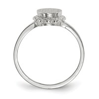 14K White Gold 6.5x 7.0mm Oval Open Back Scalloped Edge Signet Ring view 2