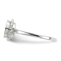14K White Gold 6.5x 7.0mm Oval Open Back Scalloped Edge Signet Ring view 3