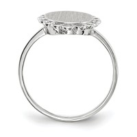 14K White Gold 8.5x9.0mm Oval Open Back Scalloped Edge Signet Ring view 2