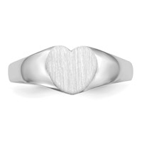 14K White Gold 7.0x 9.5mm Heart Closed Back Signet Ring view 4