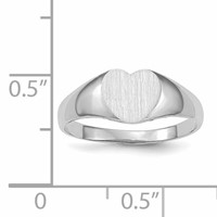 14K White Gold 7.0x 9.5mm Heart Closed Back Signet Ring view 5