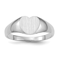 14K White Gold 7.0x 9.5mm Heart Closed Back Signet Ring view 1