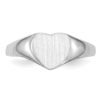 14K White Gold 8.5x 9.0mm Heart Closed Back Signet Ring view 4