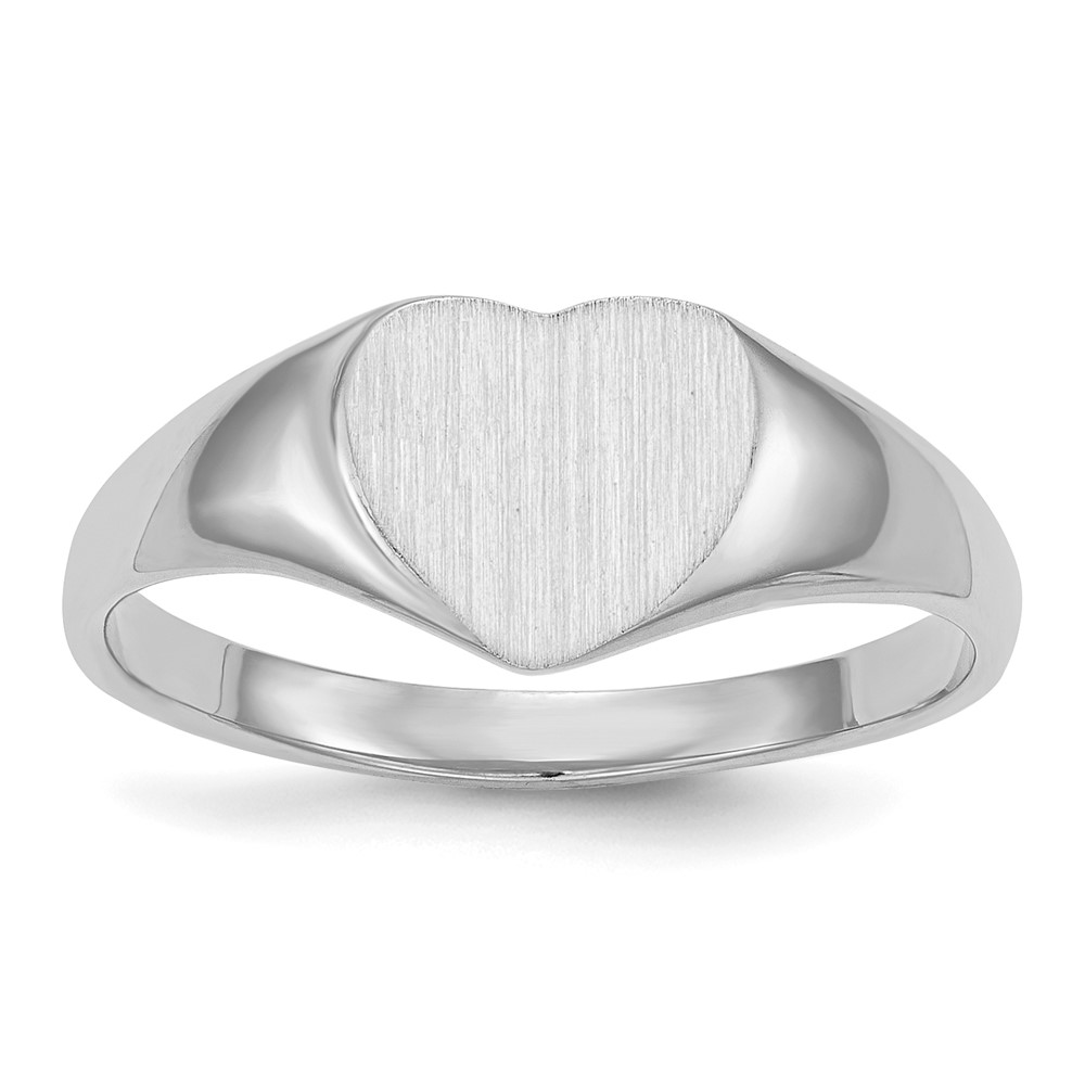 14k White Gold 8.5×9.0mm Closed Back Heart Signet Ring